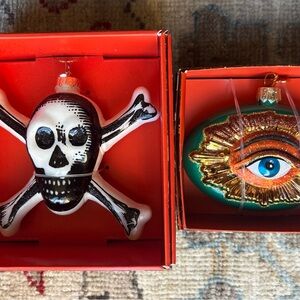 John Derian Skull & Eqyptian Eye Ornaments